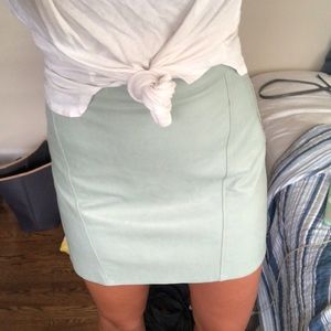 Zara pleather teal A-like mini skirt